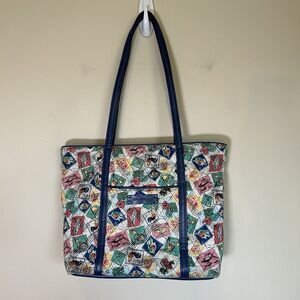 Vera Bradley Small Trimmed Vera Tote In Cuban‎ Stamps
